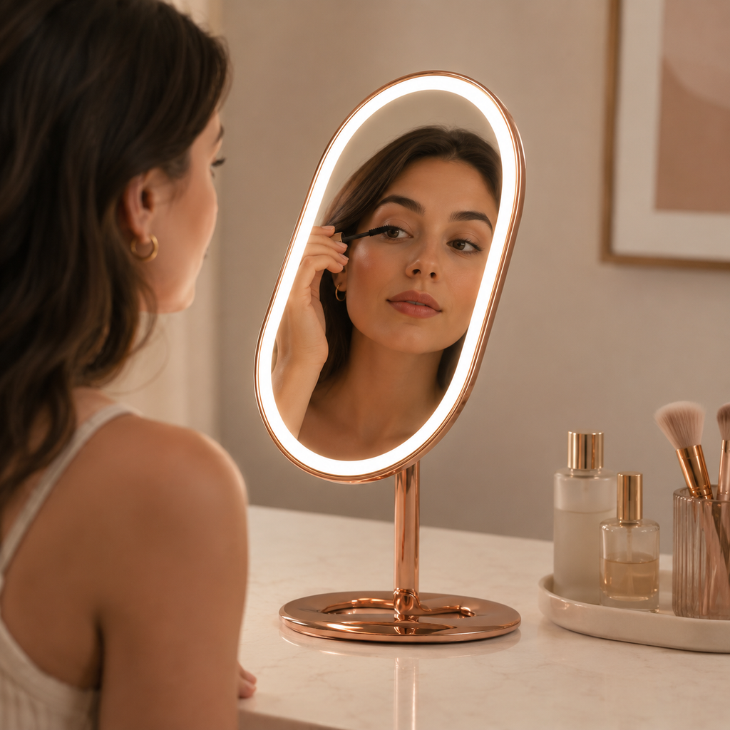 Rechargeable LED Vanity Mirror with Tri-Tone Lighting & Touch Controls