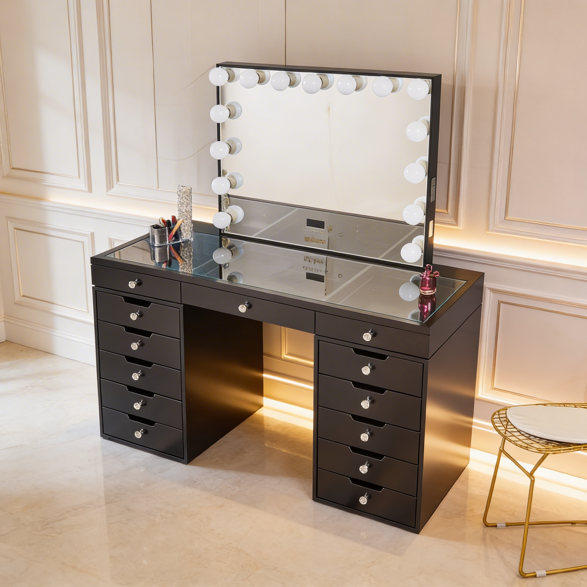 The Michelle Hollywood Makeup Vanity Station - Black