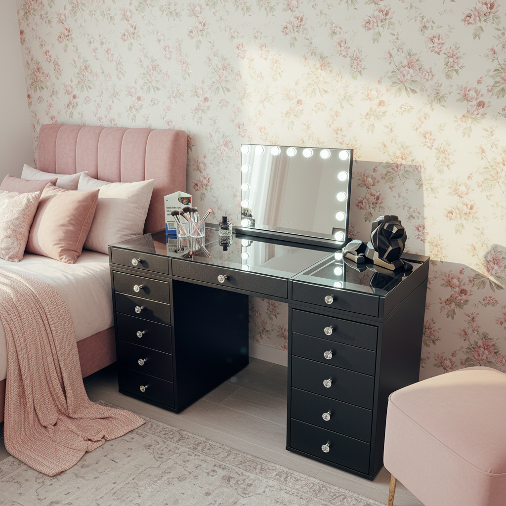 The Jordan 2.0 Hollywood Makeup Vanity Station - Black - Hollywood Vanity