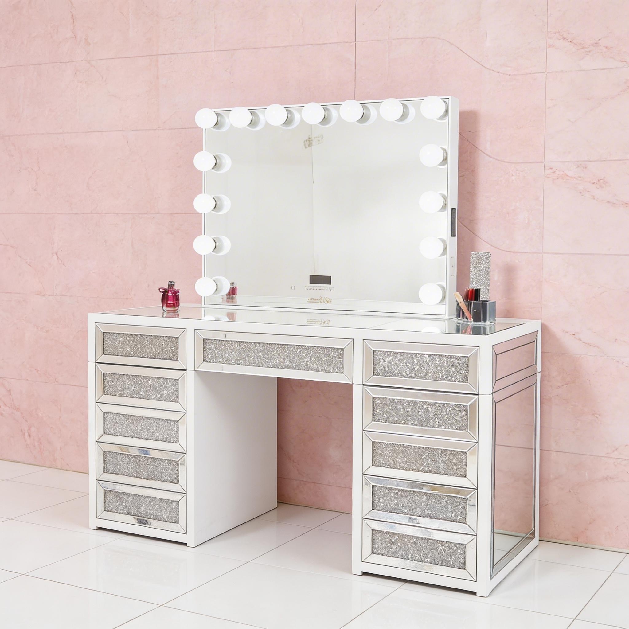 The Adele Hollywood Makeup Vanity Station - White