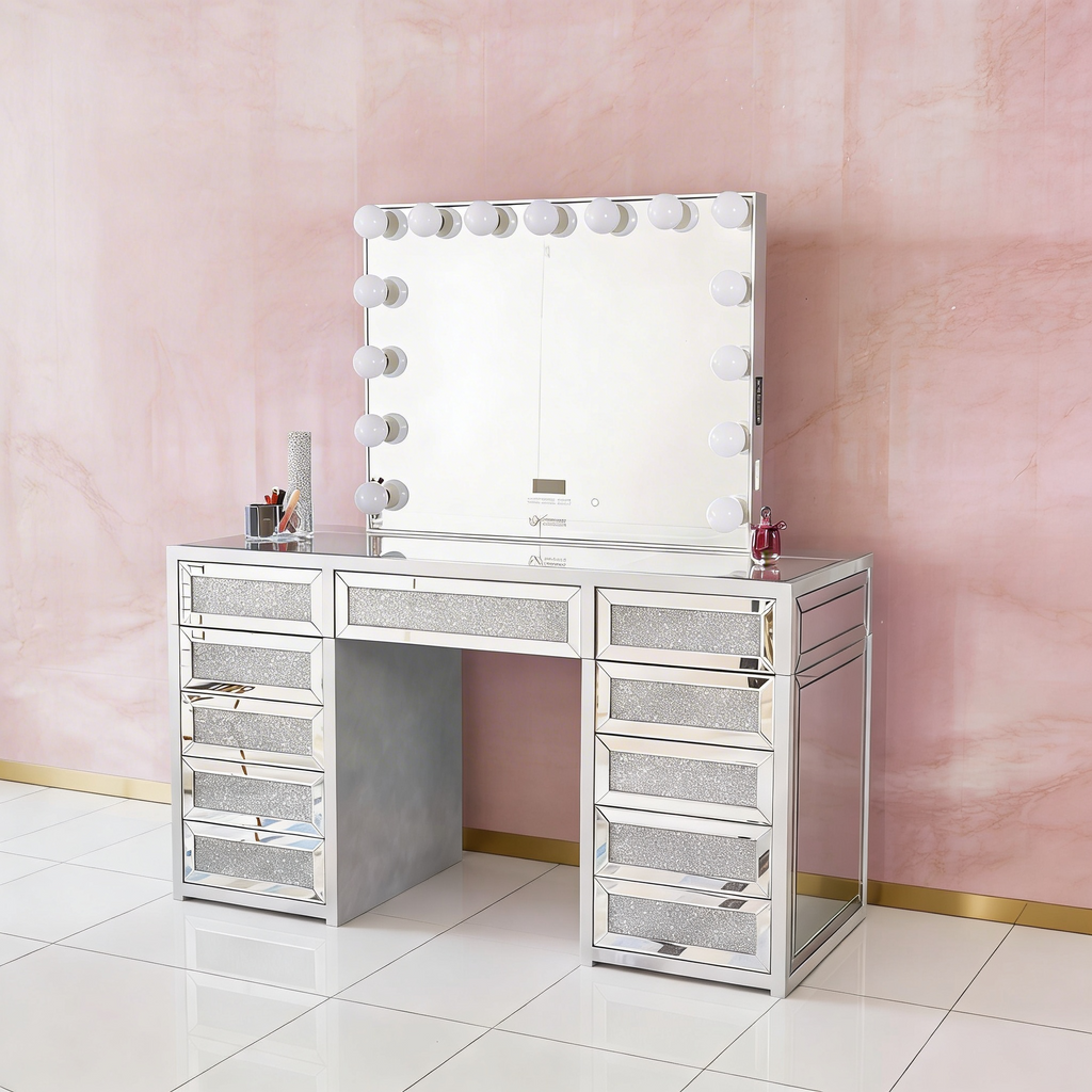 The Selena Hollywood Makeup Vanity Station - Silver