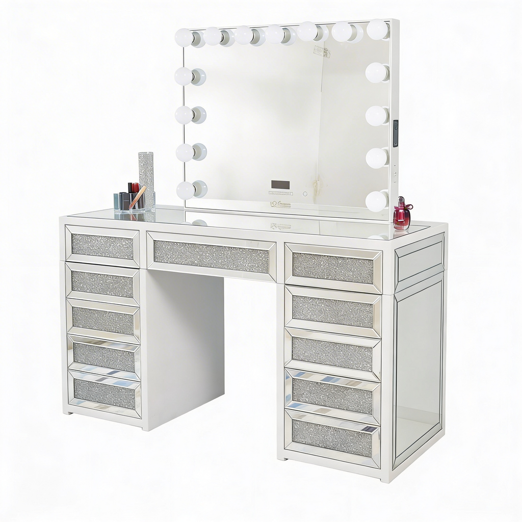 The Adele Hollywood Makeup Vanity Station - White - Hollywood Vanity