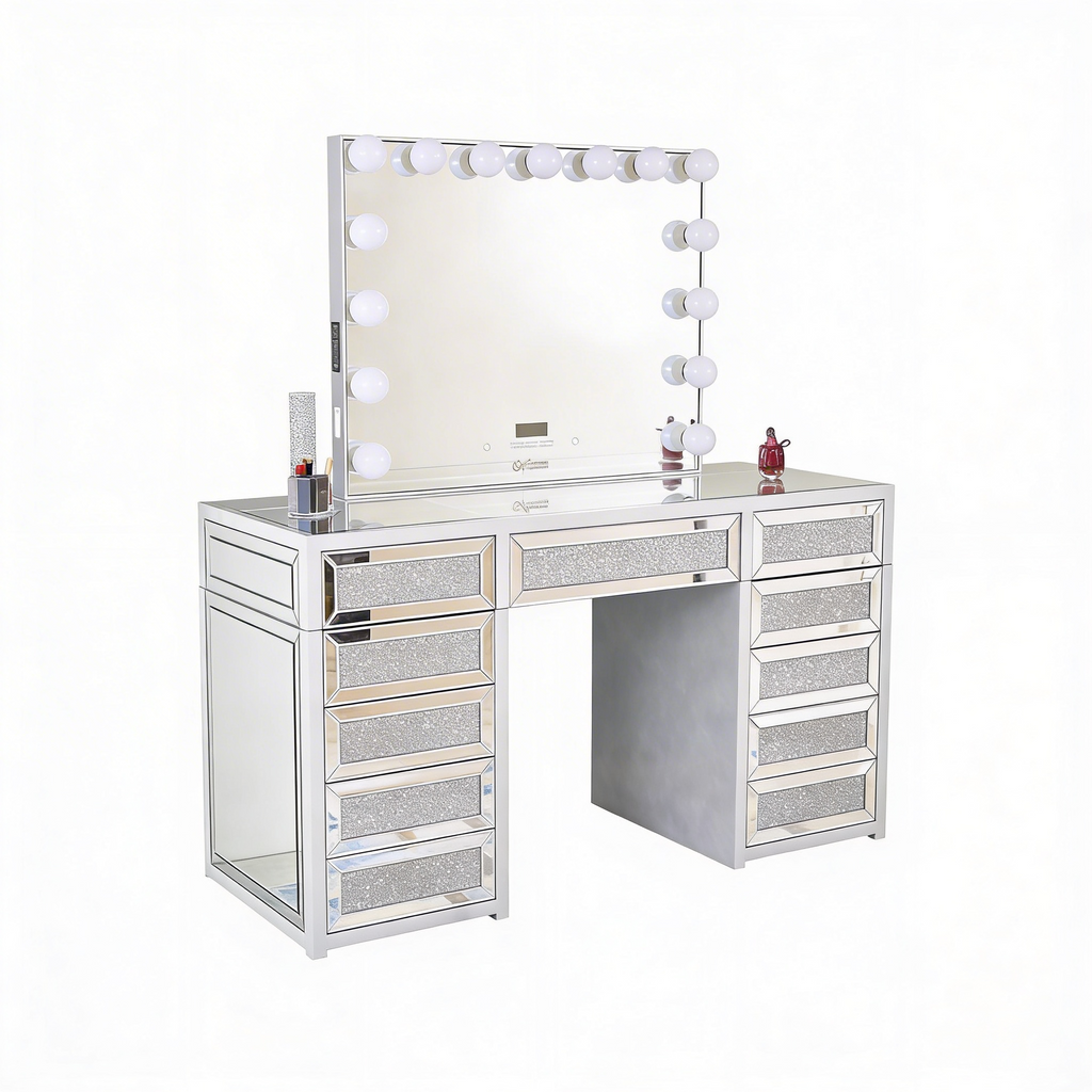 The Selena Hollywood Makeup Vanity Station - Silver