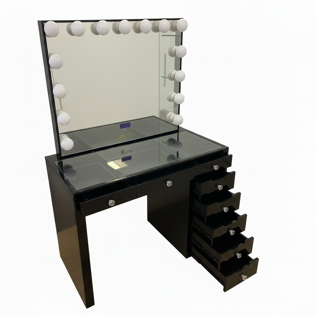 The Vera Hollywood Makeup Vanity Station - Black - Hollywood Vanity