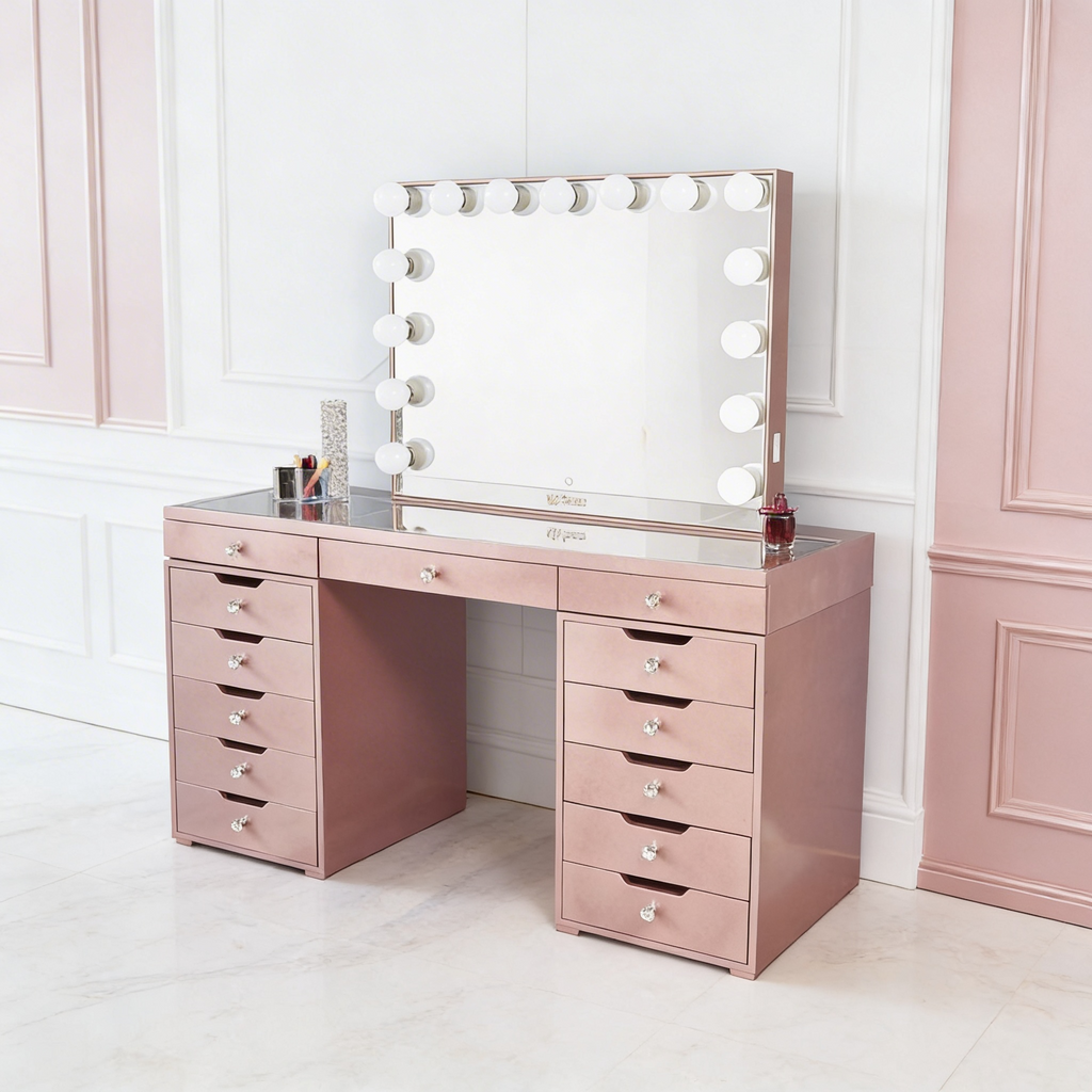 The Beyonce Hollywood Makeup Vanity Station - Rose Gold - Hollywood Vanity