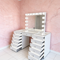 The Angelina Hollywood Makeup Vanity Station - White - Hollywood Vanity