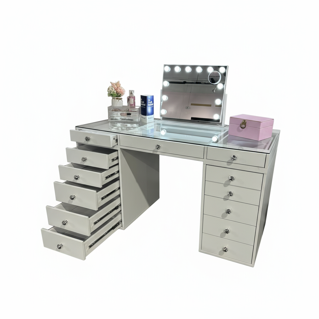 The Jordan 2.0 Hollywood Makeup Vanity Station - White - Hollywood Vanity