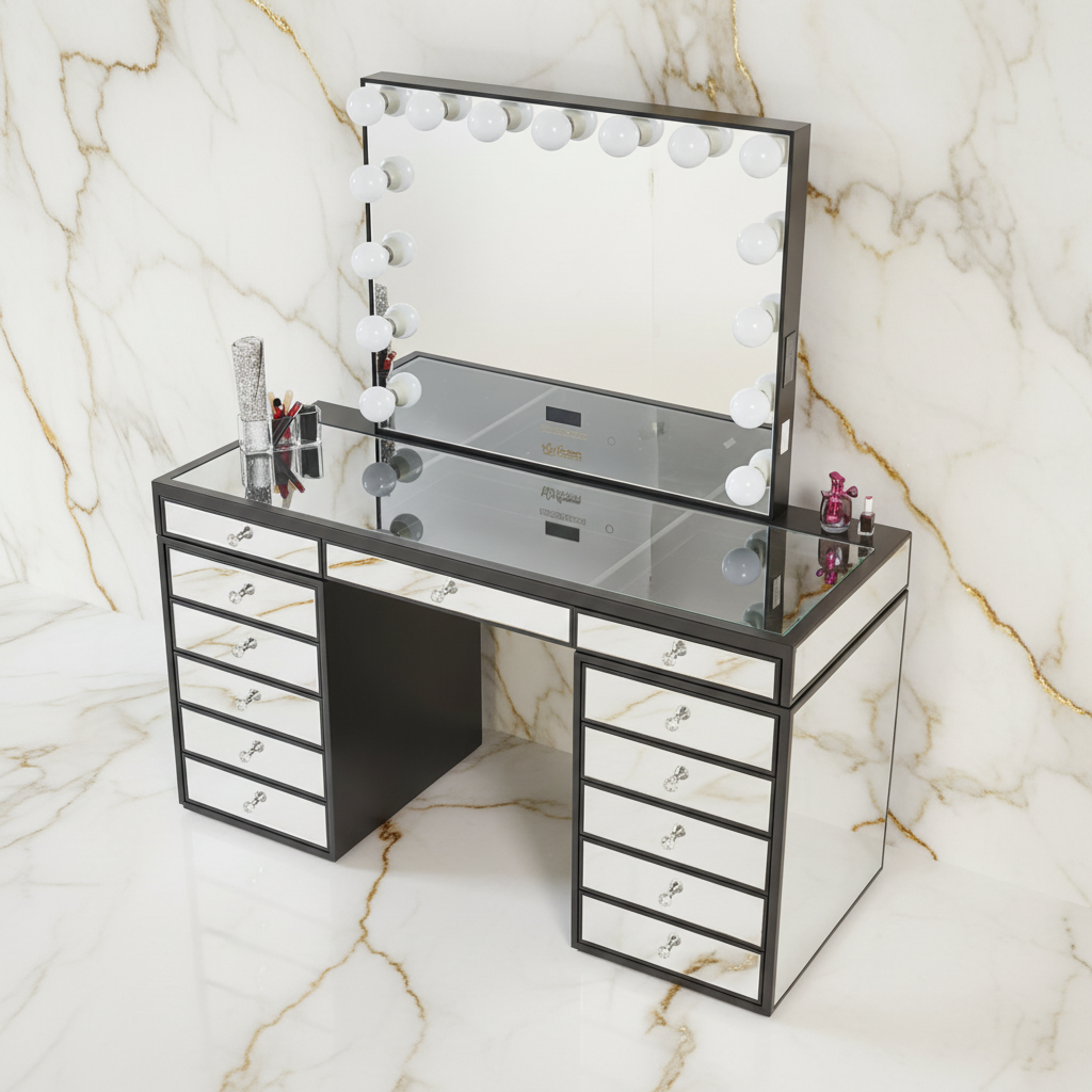 The Eva Hollywood Makeup Vanity Station - Black