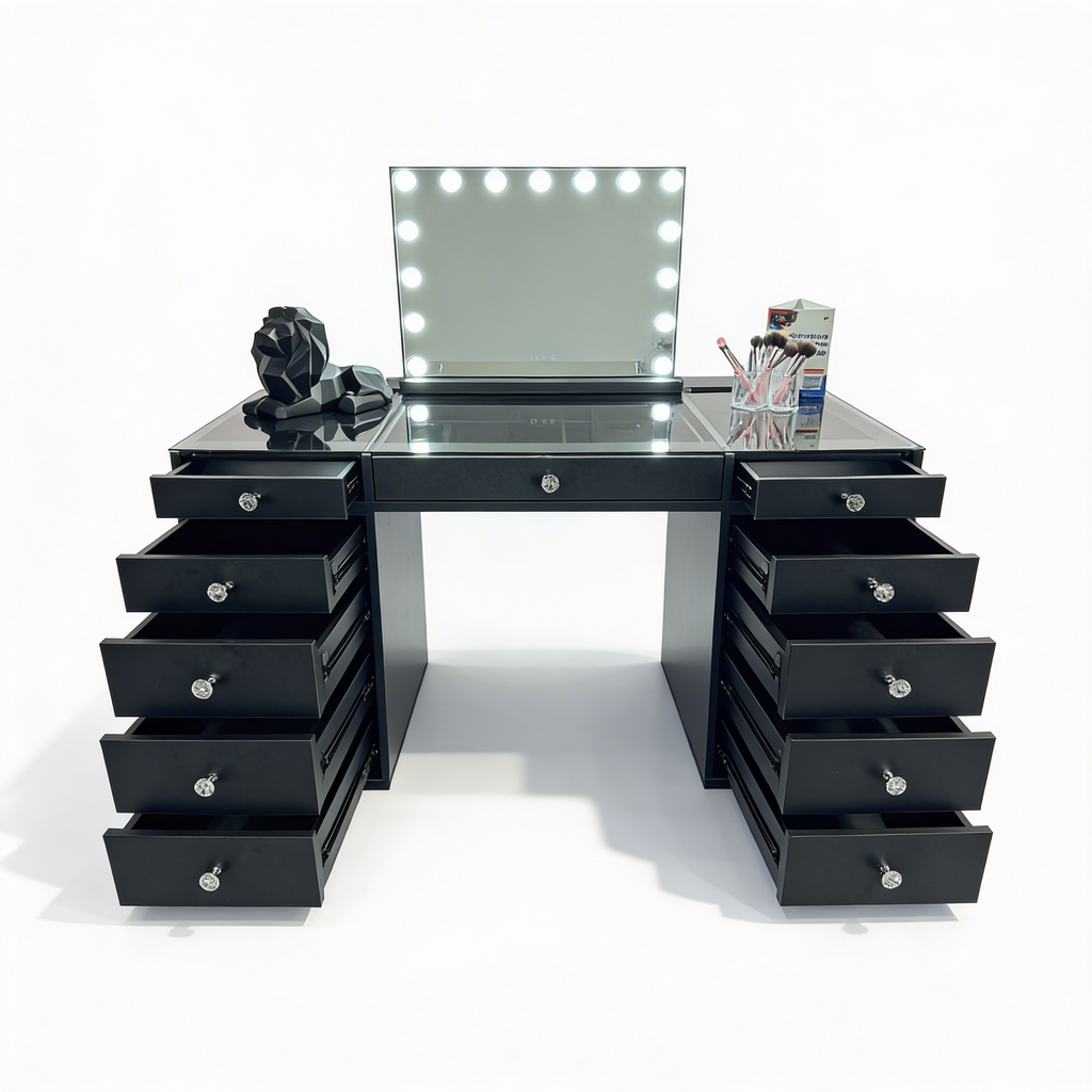 The Jordan 2.0 Hollywood Makeup Vanity Station - Black - Hollywood Vanity