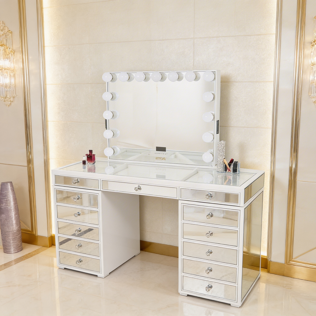 The Sofia Hollywood Makeup Vanity Station - White - Hollywood Vanity