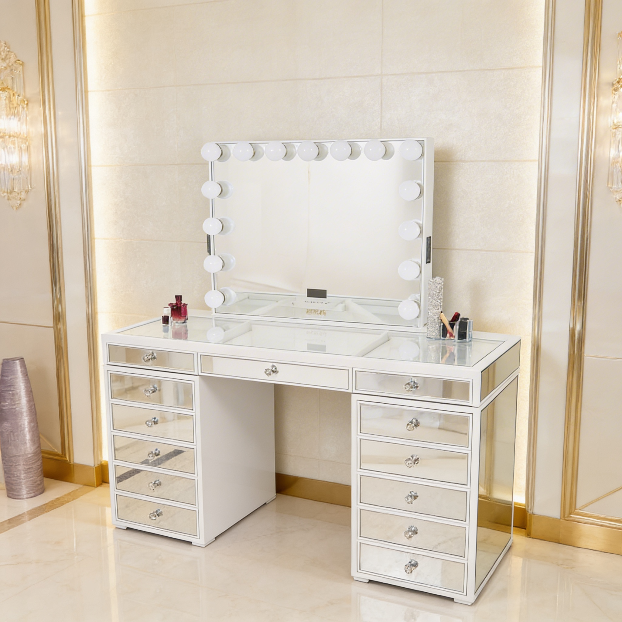The Sofia Hollywood Makeup Vanity Station - White