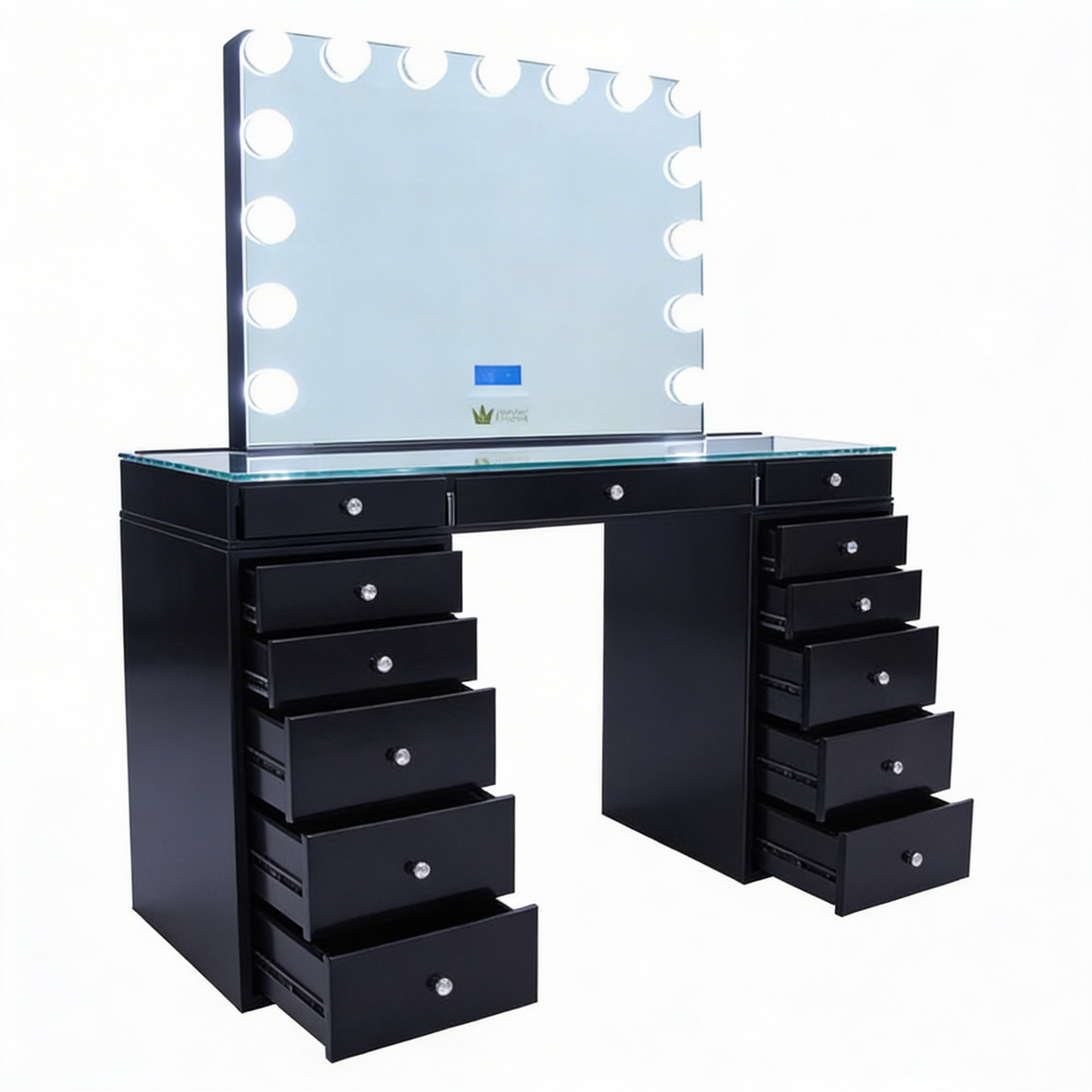 The Jordan Hollywood Makeup Vanity Station - Black - Hollywood Vanity