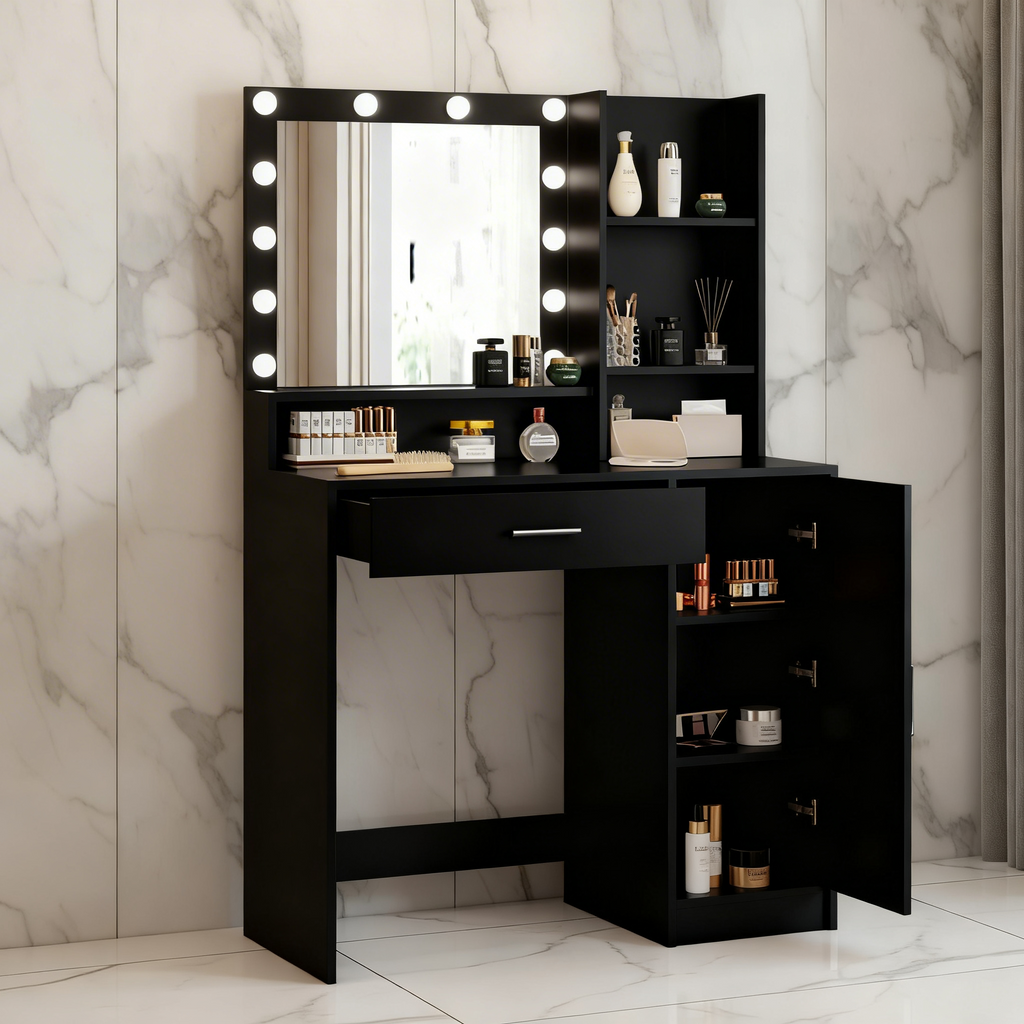 The Miley Hollywood Makeup Vanity Station - Black