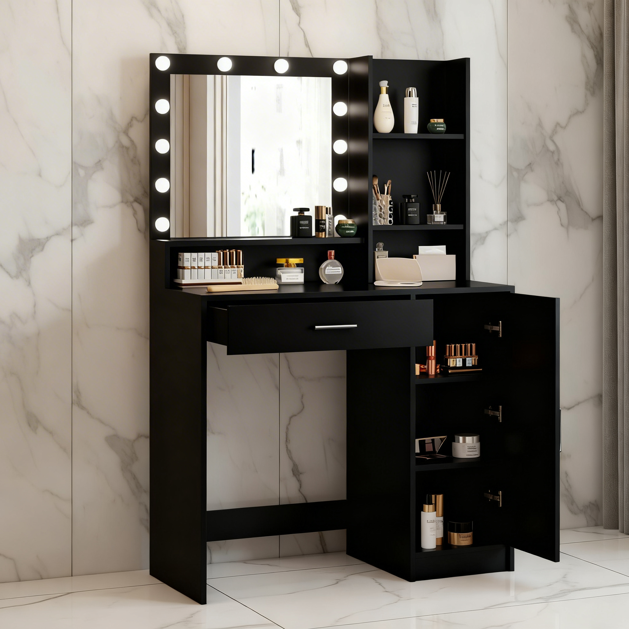 The Miley Hollywood Makeup Vanity Station - Black