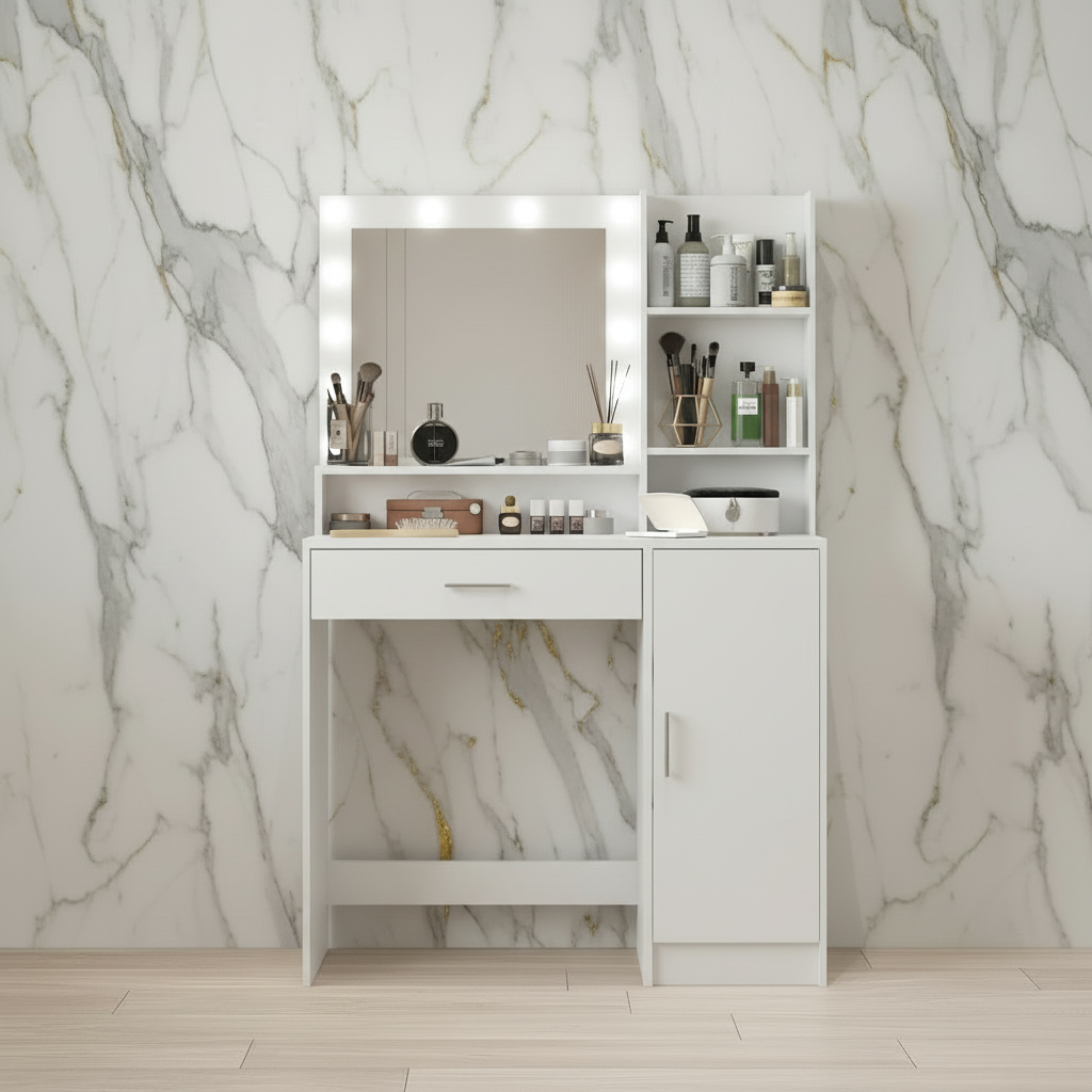 The Miley Hollywood Makeup Vanity Station - White