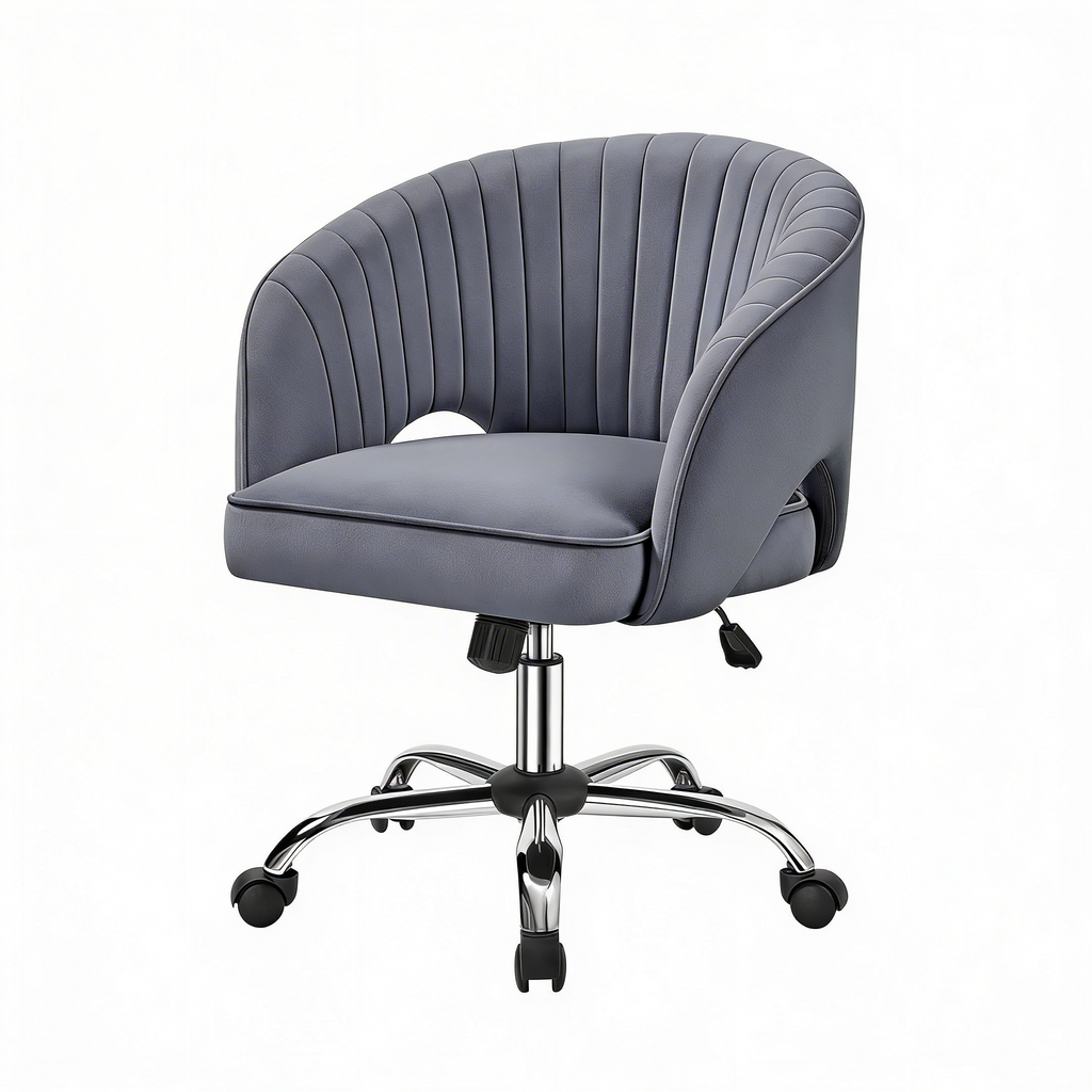 Dark Gray Velvet Modern Swivel Vanity Chair - Hollywood Vanity