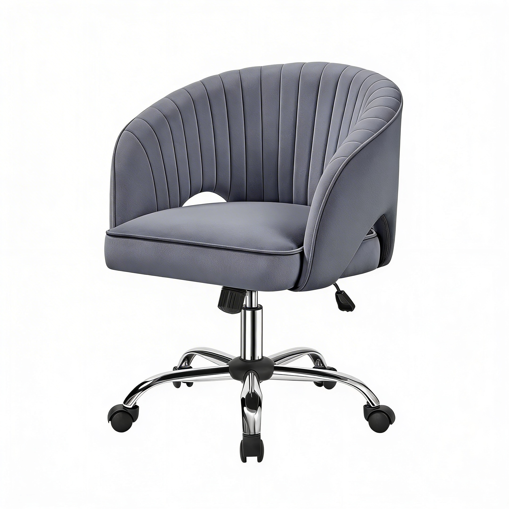 Dark Gray Velvet Modern Swivel Vanity Chair - Hollywood Vanity