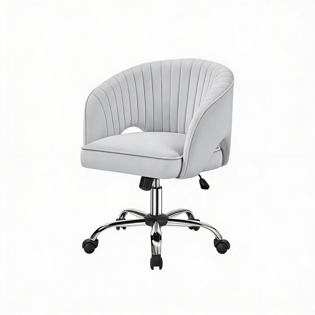 Light Gray Velvet Modern Swivel Vanity Chair - Hollywood Vanity