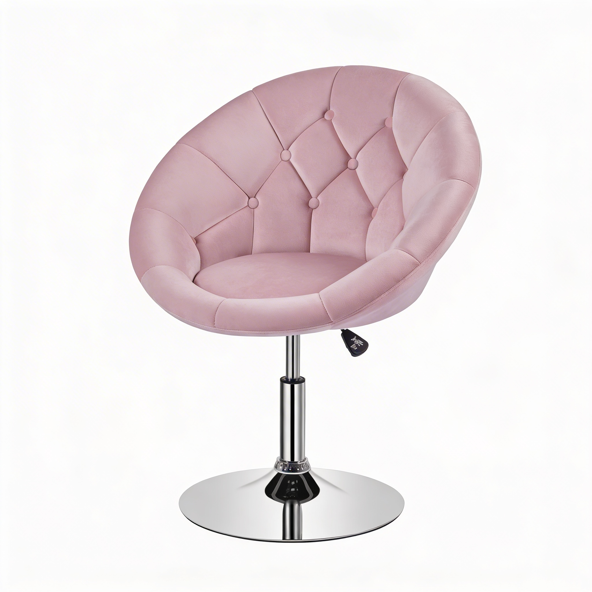 Pink Velvet Round Tufted Swivel Vanity Chair - Hollywood Vanity