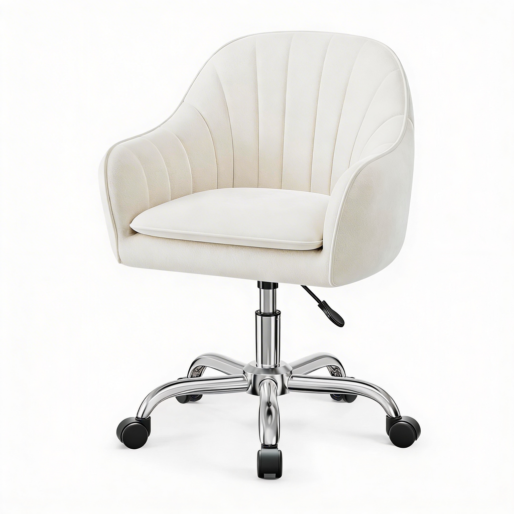 Beige Velvet Adjustable Swivel Vanity Chair - Hollywood Vanity