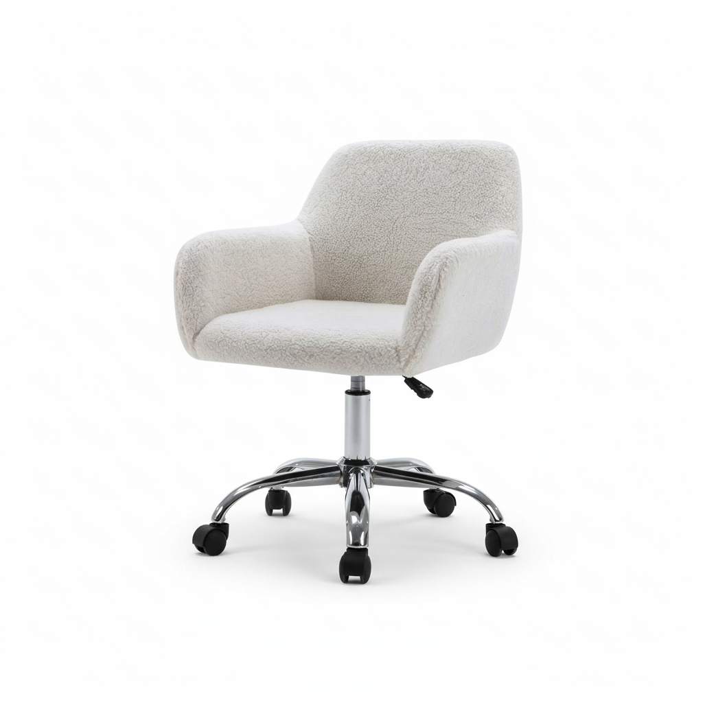 White Plush Adjustable Swivel Vanity Chair - Hollywood Vanity