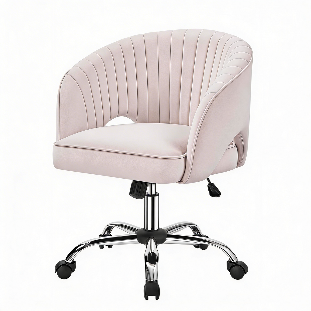 Cream Velvet Modern Swivel Vanity Chair - Hollywood Vanity