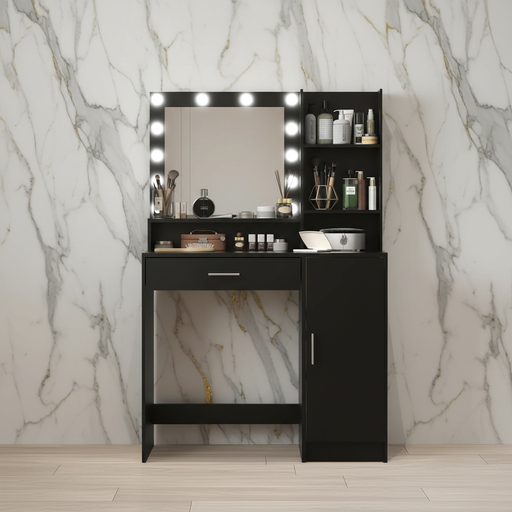 The Miley Hollywood Makeup Vanity Station - Black