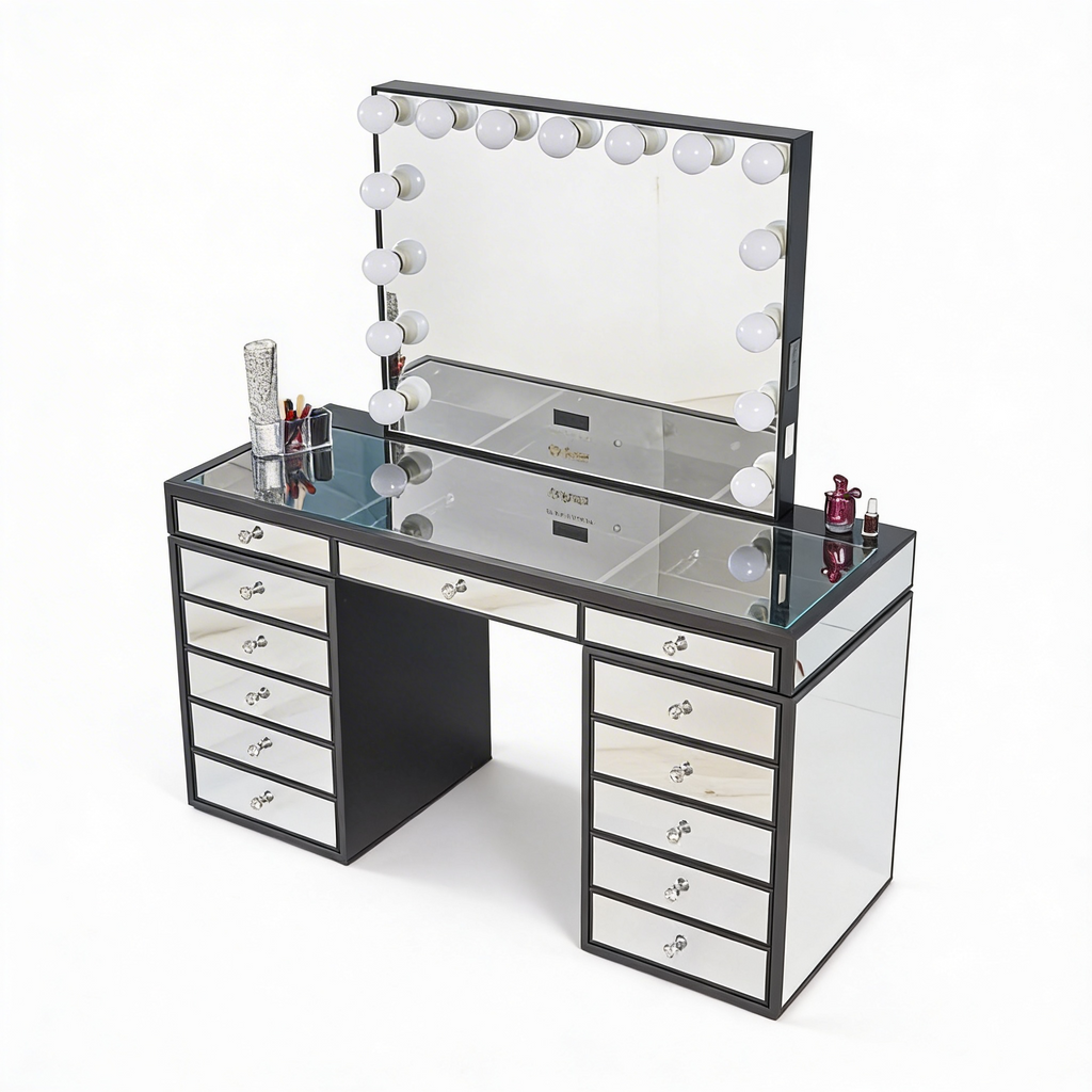 The Eva Hollywood Makeup Vanity Station - Black - Hollywood Vanity
