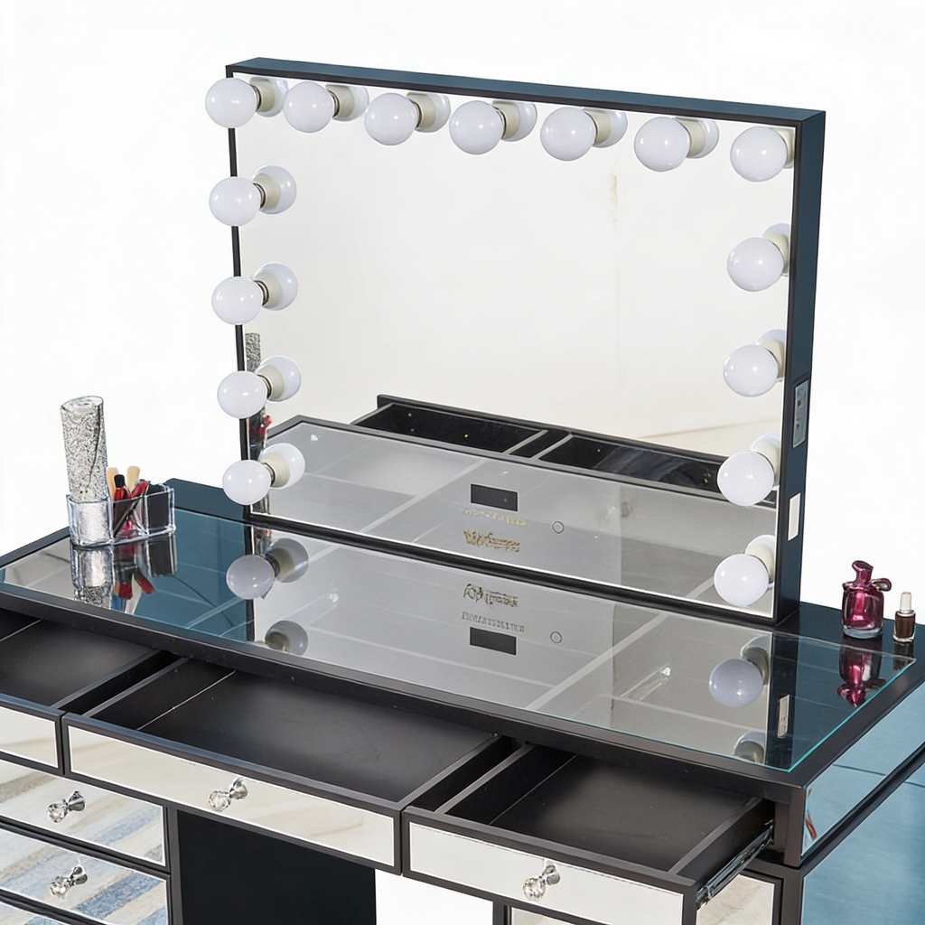 The Eva Hollywood Makeup Vanity Station - Black - Hollywood Vanity