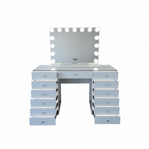The Angelina Hollywood Makeup Vanity Station - White