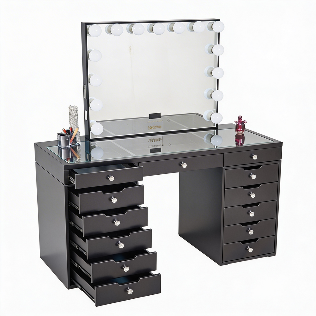 The Michelle Hollywood Makeup Vanity Station - Black - Hollywood Vanity