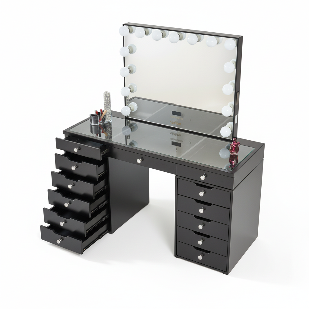 The Michelle Hollywood Makeup Vanity Station - Black - Hollywood Vanity