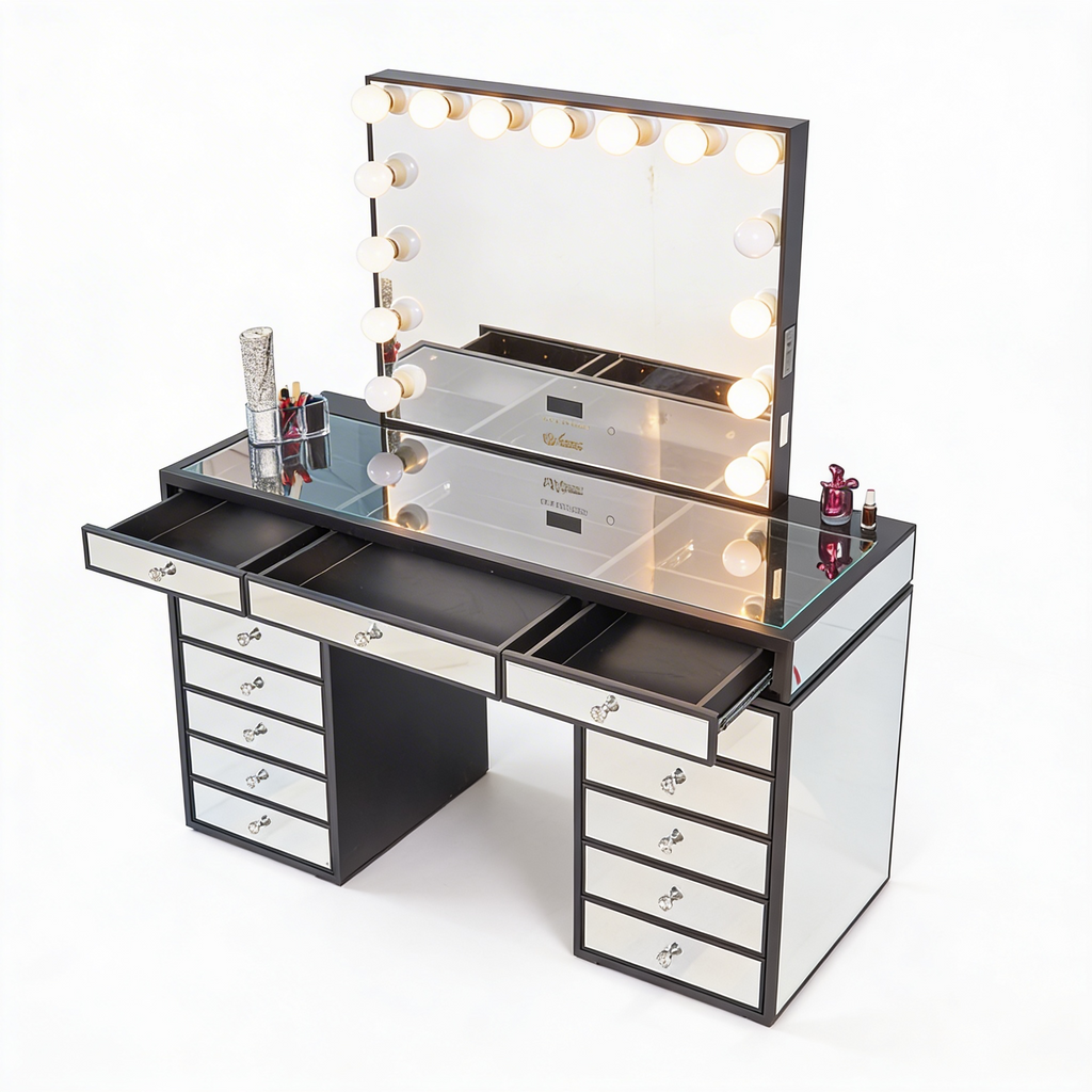 The Eva Hollywood Makeup Vanity Station - Black - Hollywood Vanity