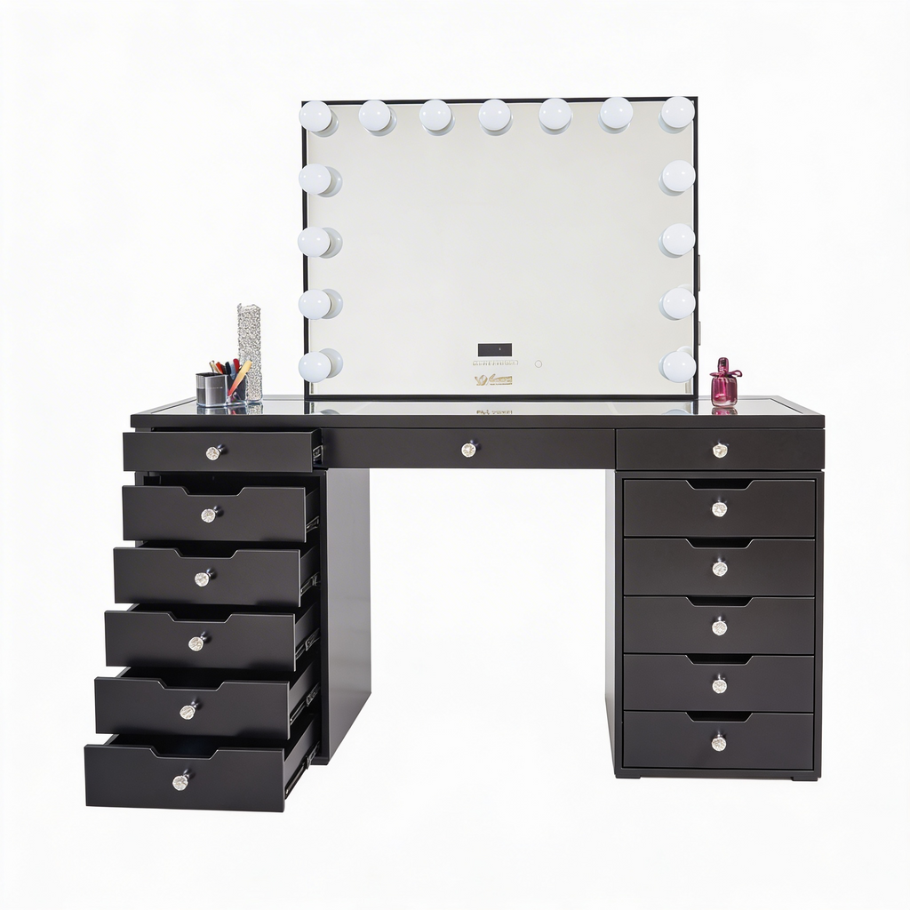 The Michelle Hollywood Makeup Vanity Station - Black - Hollywood Vanity