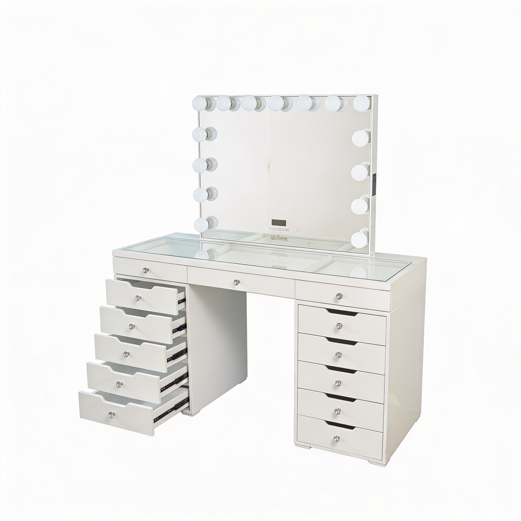 The Juliette Hollywood Makeup Vanity Station - White - Hollywood Vanity