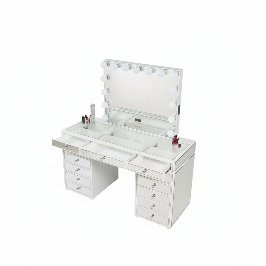 The Sofia Hollywood Makeup Vanity Station - White - Hollywood Vanity