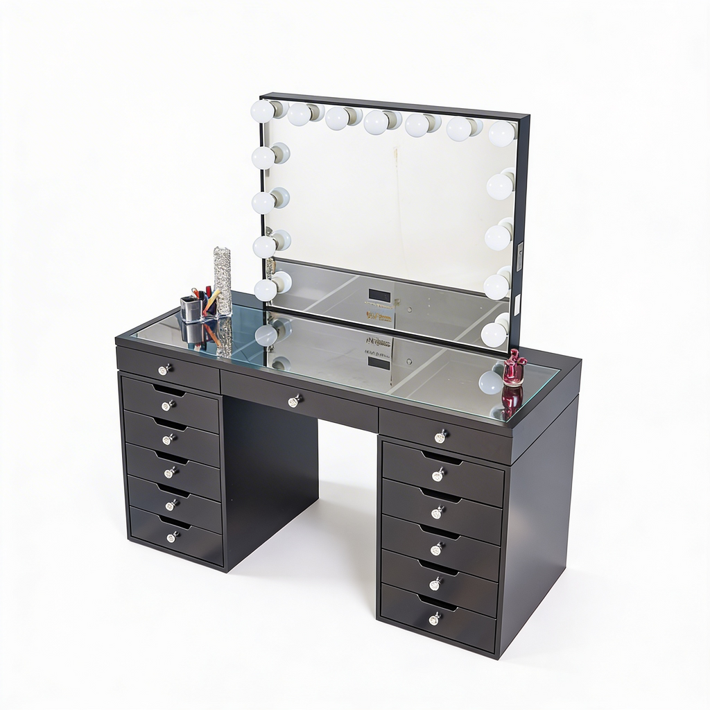 The Michelle Hollywood Makeup Vanity Station - Black - Hollywood Vanity