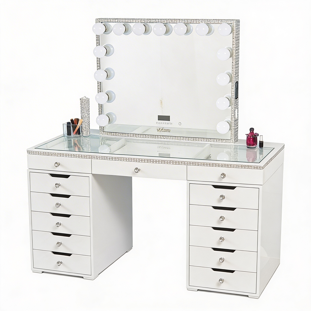 The Marilyn Hollywood Makeup Vanity Station - White - Hollywood Vanity