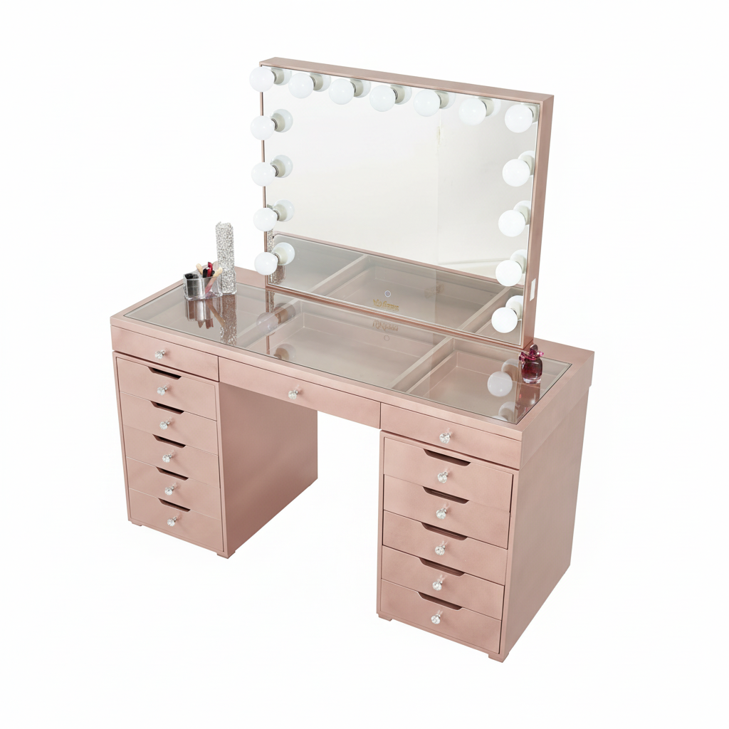 The Beyonce Hollywood Makeup Vanity Station - Rose Gold