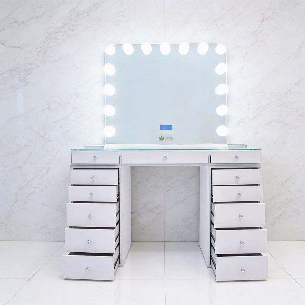 The Jordan Hollywood Makeup Vanity Station - White - Hollywood Vanity