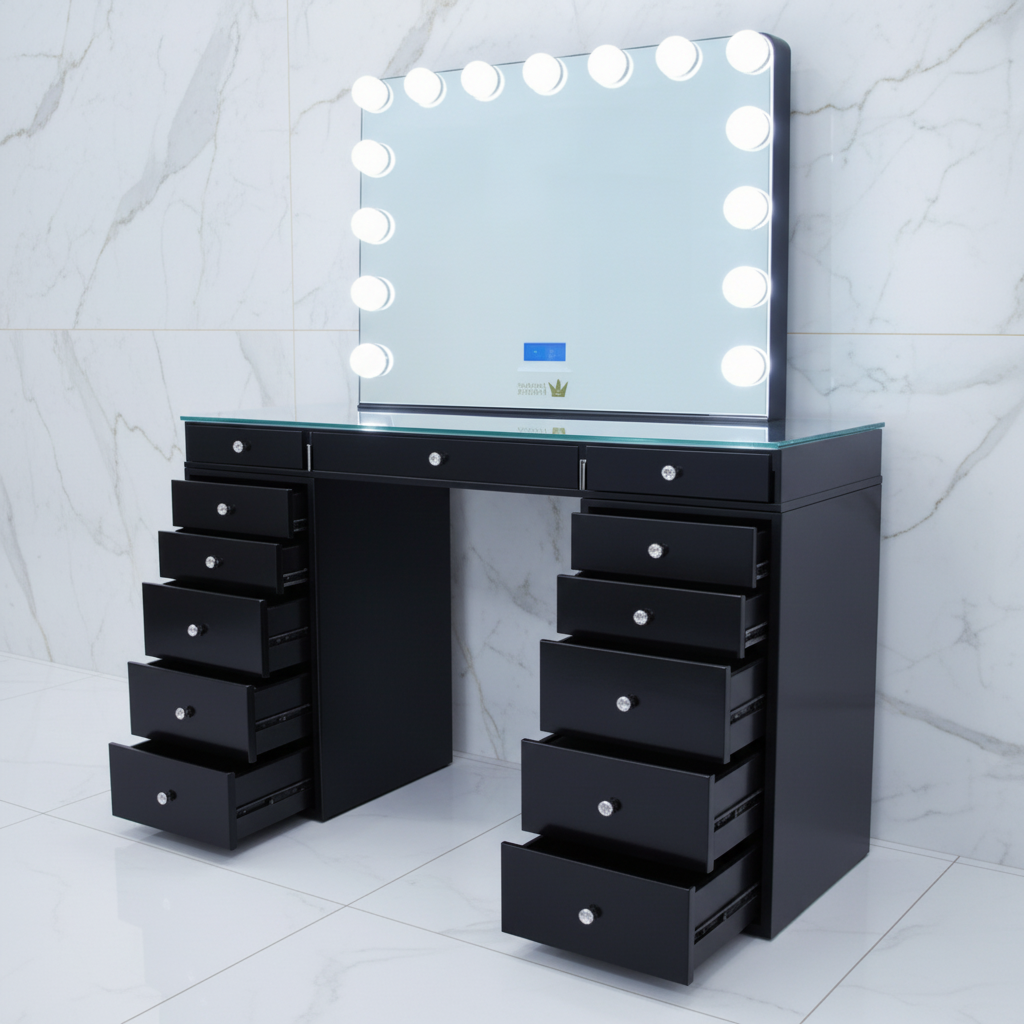 The Jordan Hollywood Makeup Vanity Station - Black - Hollywood Vanity