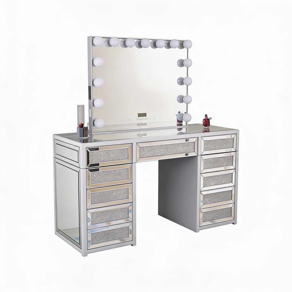 The Selena Hollywood Makeup Vanity Station - Silver