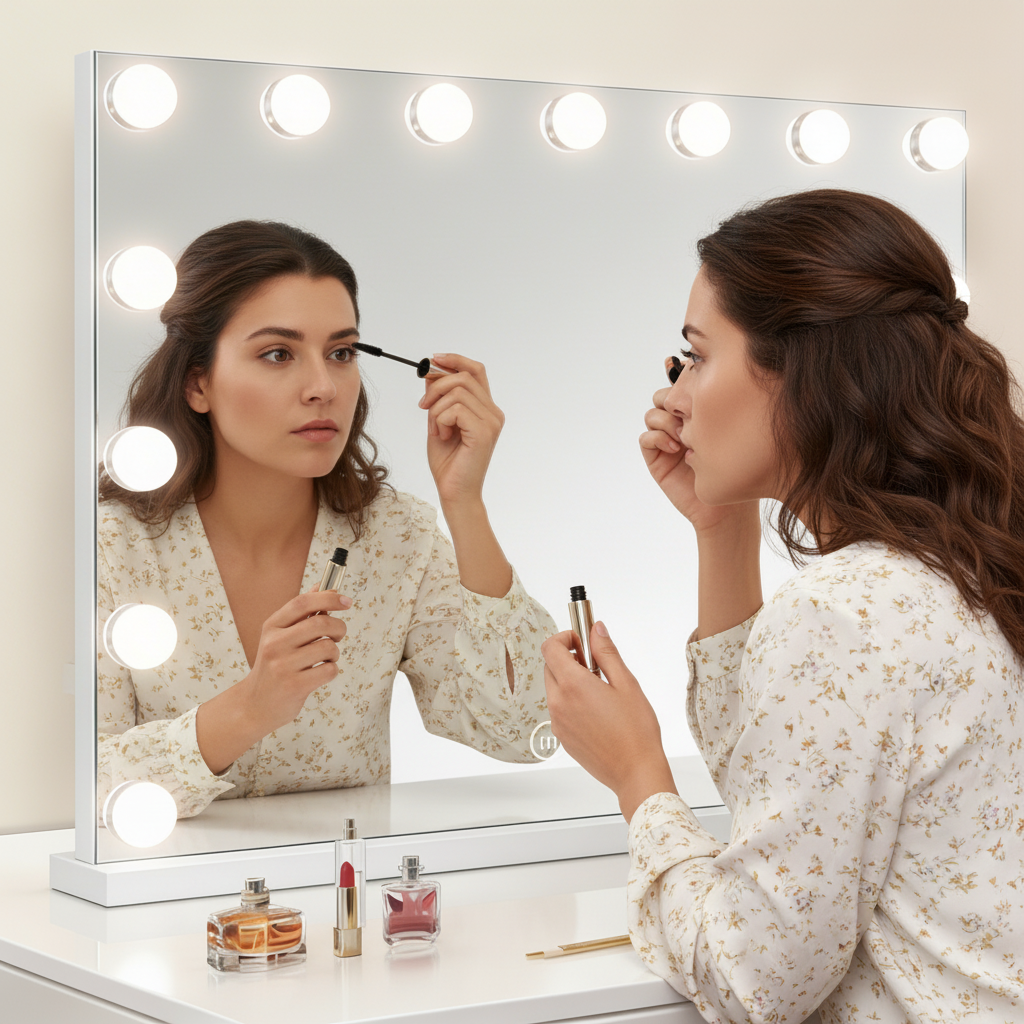 White Vanity Makeup Mirror with Lights - Hollywood Vanity