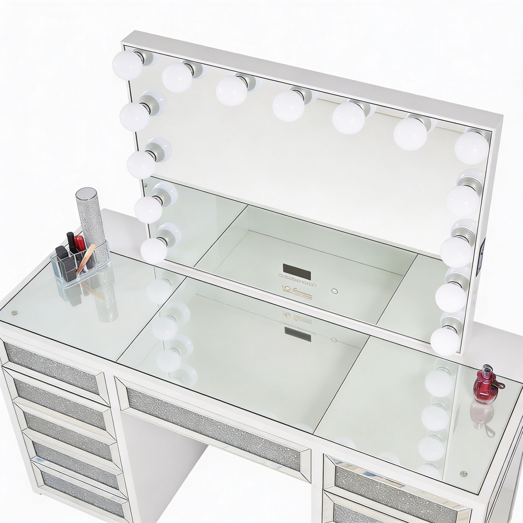 The Adele Hollywood Makeup Vanity Station - White - Hollywood Vanity