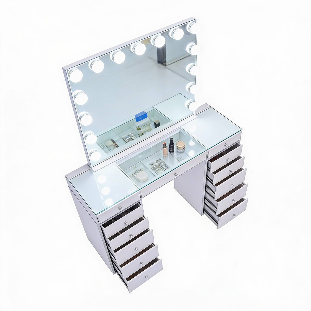 The Jordan Hollywood Makeup Vanity Station - White - Hollywood Vanity