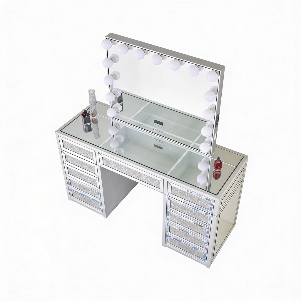 The Selena Hollywood Makeup Vanity Station - Silver