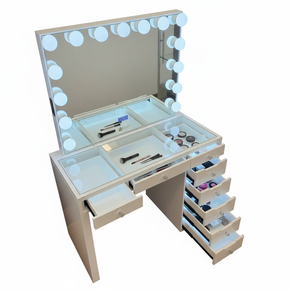 The Lily Hollywood Makeup Vanity Station - White - Hollywood Vanity