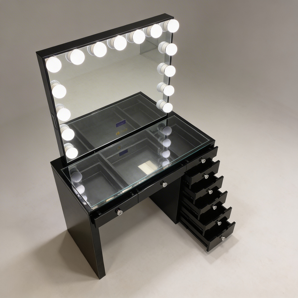 The Vera Hollywood Makeup Vanity Station - Black - Hollywood Vanity