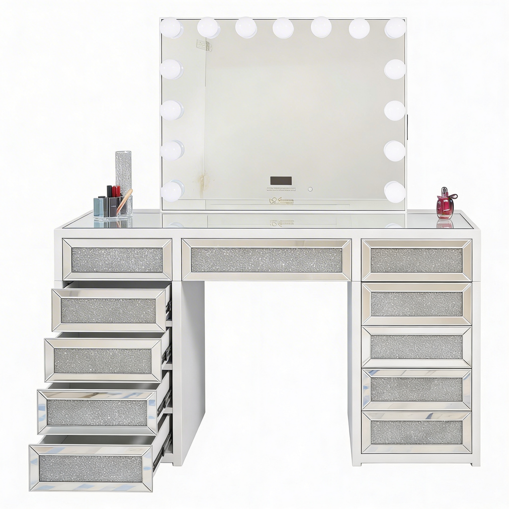 The Adele Hollywood Makeup Vanity Station - White - Hollywood Vanity