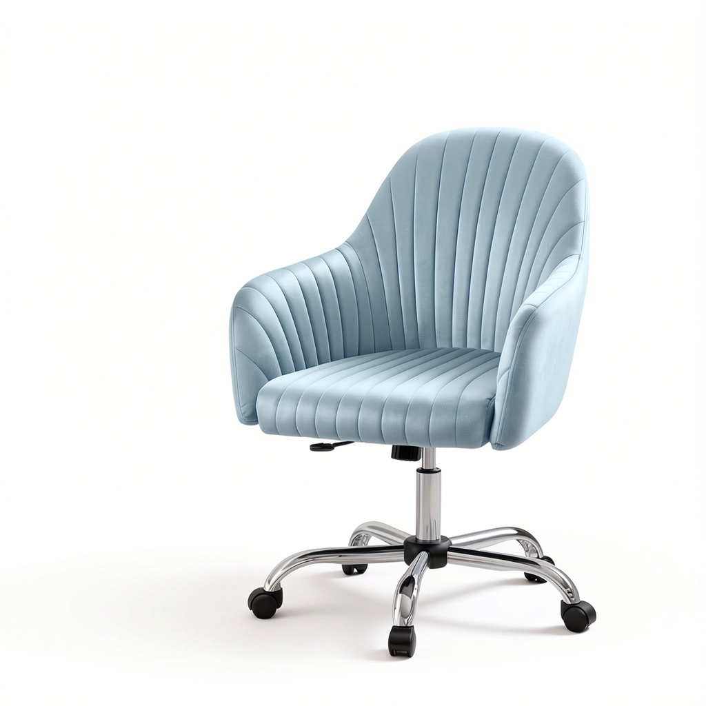 Slate Blue Velvet Modern Swivel Vanity Chair